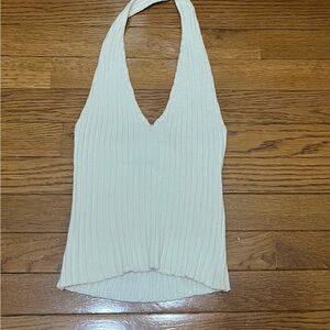 Forever 21 White Ribbed Backless Tank Top